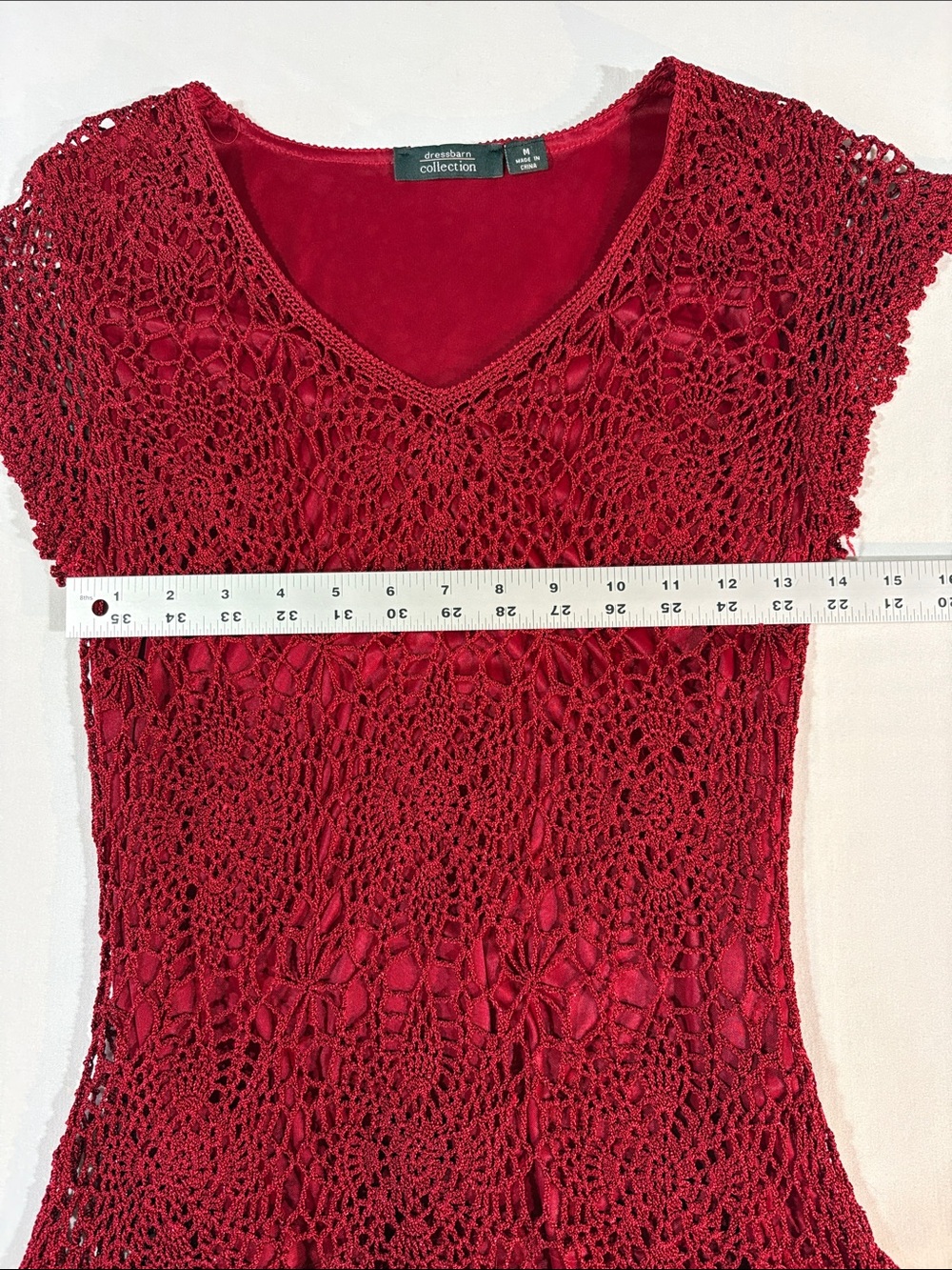 Dress barn Women’s Crochet Top - Red sparkly Medium - Picture 9 of 13
